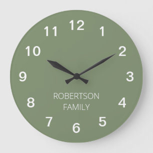 Persoonlijke Minimalistische Saliegroene Wandklok
