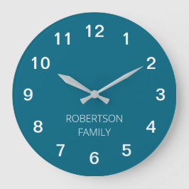 Persoonlijke Minimalistische Turquoise Blauwe Wand Grote Klok