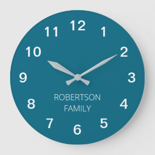 Persoonlijke Minimalistische Turquoise Blauwe Wand Grote Klok