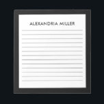 Persoonlijke minimalistische zwarte monogram, naam notitieblok<br><div class="desc">Blijf georganiseerd en stijlvol met dit gepersonaliseerde zwarte monogram notitieblok. Dit notitieblok is voorzien van een strak en minimalistisch ontwerp en bevat ingevulde pagina's voor eenvoudige notities. De zwarte doopvont op een witte achtergrond is in zwart voor een chic en verfijnde blik omgevormd. Dit notitieblok is ideaal voor werk of...</div>