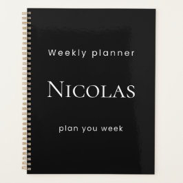 Persoonlijke Minimalistische Zwarte Weekplanner Planner