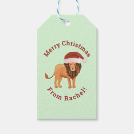 Persoonlijke Mint Merry-kerstkerstSanta Lion Cadeaulabel