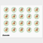 Persoonlijke Mint Merry-kerstkerstSanta Lion Ronde Sticker (Vel)