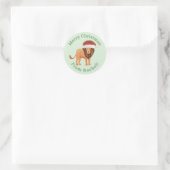 Persoonlijke Mint Merry-kerstkerstSanta Lion Ronde Sticker (Tas)