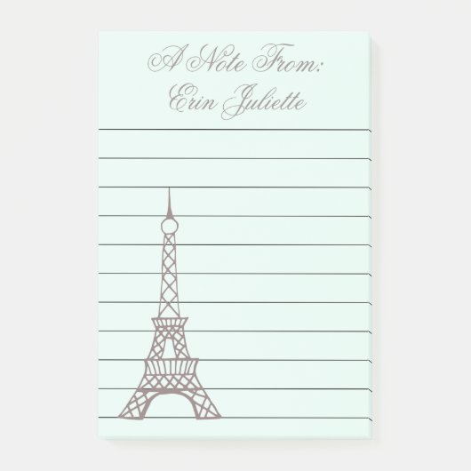 Persoonlijke Mintgroene Eiffeltoren Post-it Briefj Post-it® Notes (Voorkant)