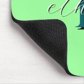 Persoonlijke mintgroene monogram initiaal en naam muismat (Hoek)