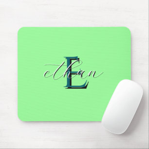Persoonlijke mintgroene monogram initiaal en naam muismat