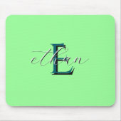 Persoonlijke mintgroene monogram initiaal en naam muismat (Voorkant)