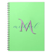 Persoonlijke mintgroene monogram initiaal en naam notitieboek (Voorkant)