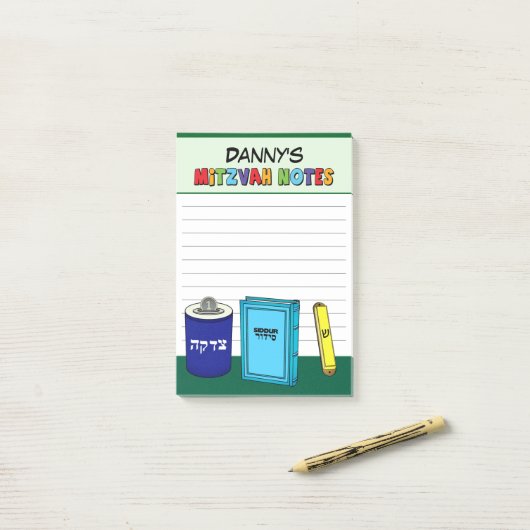 Persoonlijke Mitzvah-artikelen - Groen Post-it® Notes (Op bureau)
