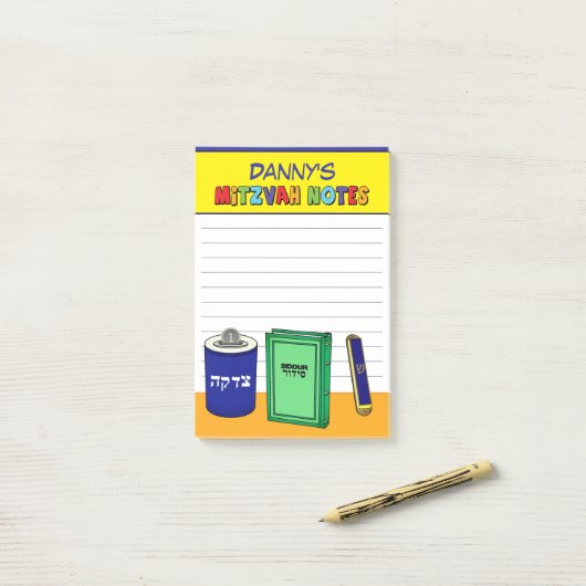 Persoonlijke Mitzvah-artikelen - Kleurrijk Post-it® Notes (Op bureau)