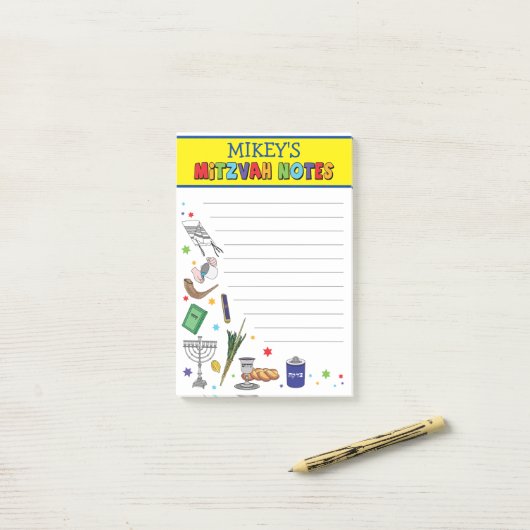 Persoonlijke Mitzvah-notities - Stijl 2 Post-it® Notes (Op bureau)