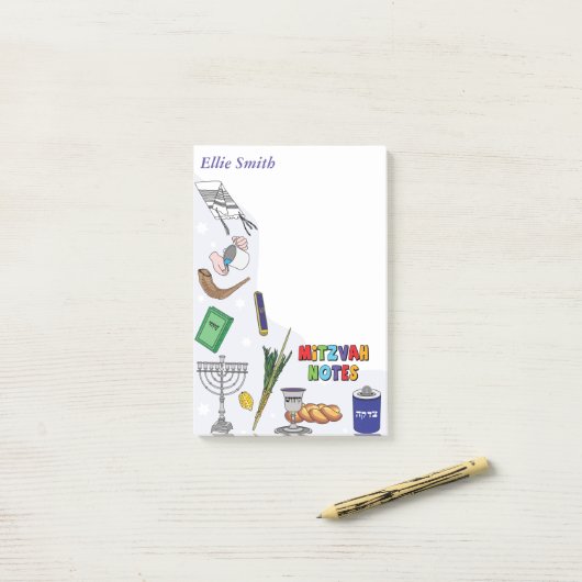 Persoonlijke Mitzvah-notities - Stijl 4 Post-it® Notes (Op bureau)
