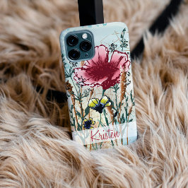 Persoonlijke Mixed Media Wilde Bloem Hoesje iPhone 15 Case
