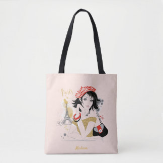 Persoonlijke Mode Girl Paris Sketch Canvas tas