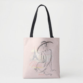 Persoonlijke Mode Girl Paris Sketch Canvas tas