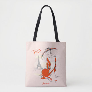 Persoonlijke Mode Girl Paris Sketch Canvas tas