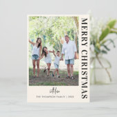 Persoonlijke moderne 10 familiefoto's minimalistis feestdagenkaart (Staand voorkant)