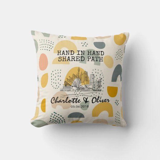 Persoonlijke moderne abstracte skyline kussen voor (Voorkant)