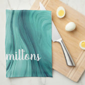 Persoonlijke moderne abstracte turquoise groene vl theedoek (Quarter Fold)