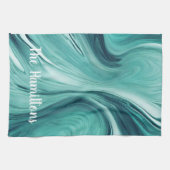 Persoonlijke moderne abstracte turquoise groene vl theedoek (Horizontaal)