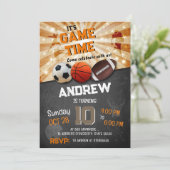 Persoonlijke moderne all star sport verjaardag kaart (Staand voorkant)