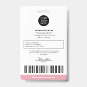 Persoonlijke moderne bedrijfspas roze badge (Achterkant)