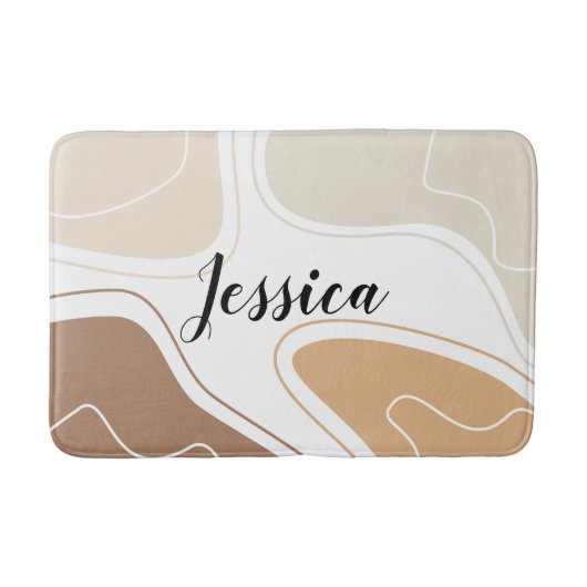 Persoonlijke Moderne Beige Geometrisch Badmat (Voorkant)