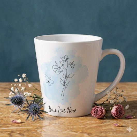 Persoonlijke Moderne Blauwe Aquarel Koffiemok Latte Mok