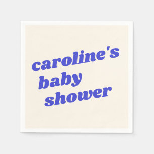 Persoonlijke moderne blauwe retro baby boy shower servet