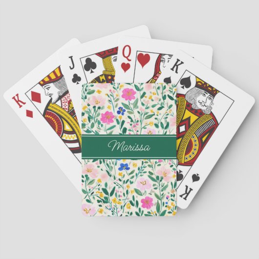 Persoonlijke Moderne Bloemen Pokerkaarten (Achterkant)