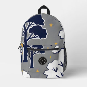 Persoonlijke moderne bosboom en ster bedrukte rugzak
