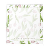 Persoonlijke moderne botanische roze tulp bloem notitieblok (Voorkant)