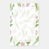 Persoonlijke moderne botanische roze tulp bloem post-it® notes (Voorkant)
