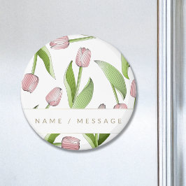 Persoonlijke moderne botanische roze tulp magneet