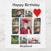 Persoonlijke Moderne Dag 11 Foto Collage Wijn Etiket (Enkel label)