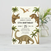 Persoonlijke moderne dinosaurus verjaardag voor jo kaart (Staand voorkant)