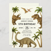 Persoonlijke moderne dinosaurus verjaardag voor jo kaart (Voorkant / Achterkant)