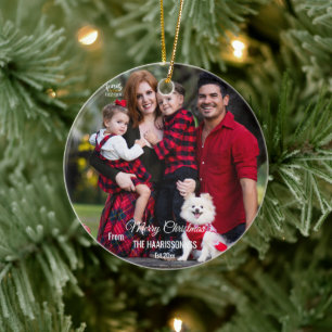 Persoonlijke moderne elegante familie Prettig Kers Keramisch Ornament
