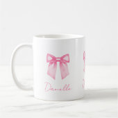 Persoonlijke Moderne Elegante Roze Strik Naam Mok (Links)