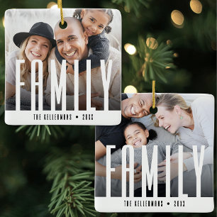 Persoonlijke moderne familie 2 foto keramisch ornament
