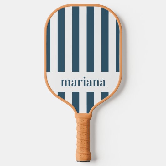 Persoonlijke moderne gestreepte blauwe naam pickleball paddle (Voorkant)