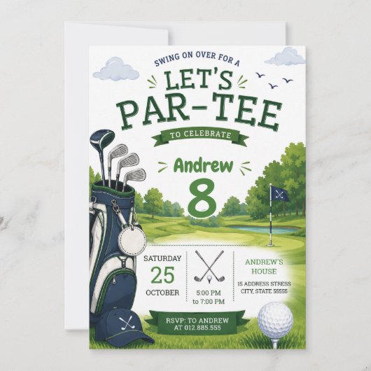 Persoonlijke moderne golf-verjaardag kaart (Voorkant)