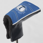 Persoonlijke Moderne Golfer Monogram Blauwe Dames Golfheadcover (3/4 voorkant)