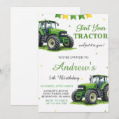 Persoonlijke moderne groene tractor verjaardag kaart (Voorkant / Achterkant)