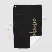 Persoonlijke Moderne Handtekening Zwart Goud Golfhanddoek (Insitu)