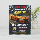 Persoonlijke moderne jongen Sport Race Auto verjaa Kaart (Staand voorkant)