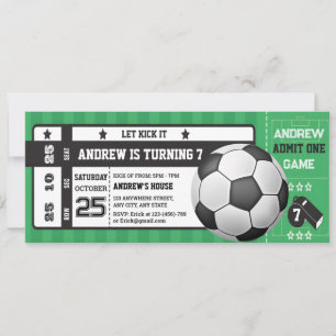 Persoonlijke moderne jongens Soccer Party Ticket V Kaart