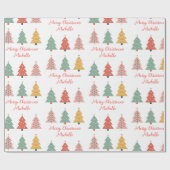 Persoonlijke moderne kerst roze dennenboom cadeaupapier (Vlak)