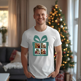 Persoonlijke moderne kerstfoto-cadeaobox t-shirt